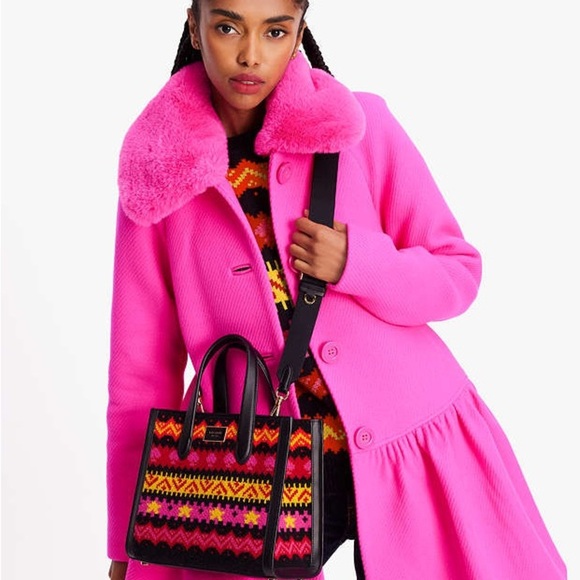 Kate Spade Manhattan Carnival Fair Isle Small Tote NWT - Picture 3 of 14